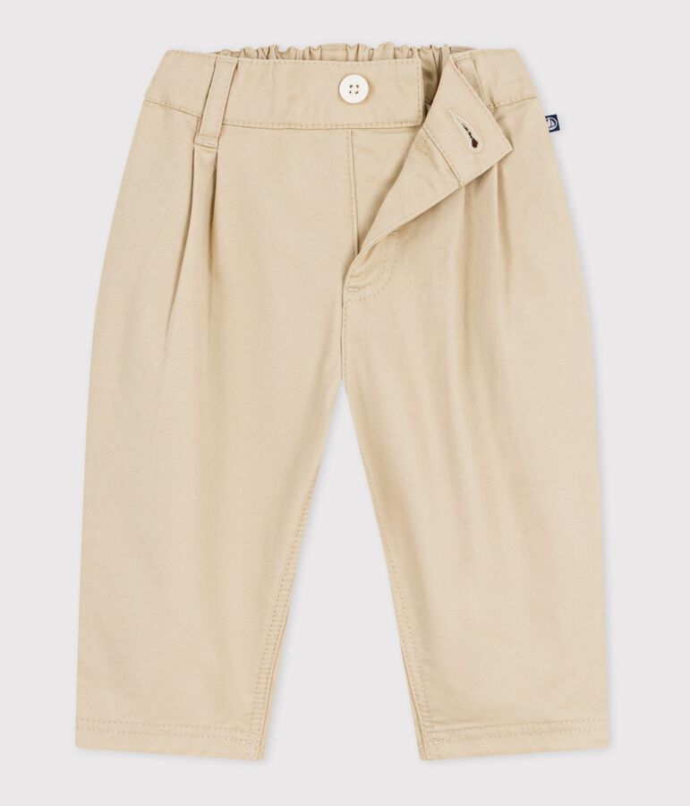 Pantaloni in serge tinta unita neonato beige