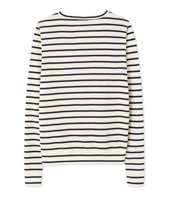 Cardigan donna millerighe beige COQUILLE/blu SMOKING