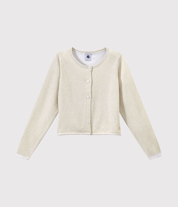 Cardigan bambina da cerimonia bianco/marrone