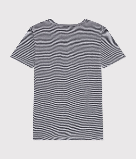 T-shirt L'Iconique scollo a V in cotone a righe donna blu SMOKING/bianco MARSHMALLOW