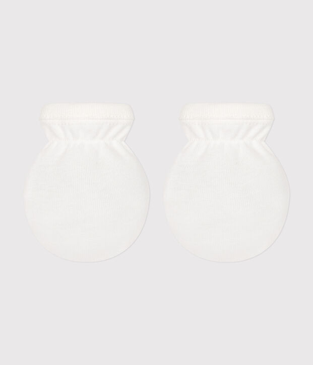 Muffole in cotone tinta unita neonato bianco