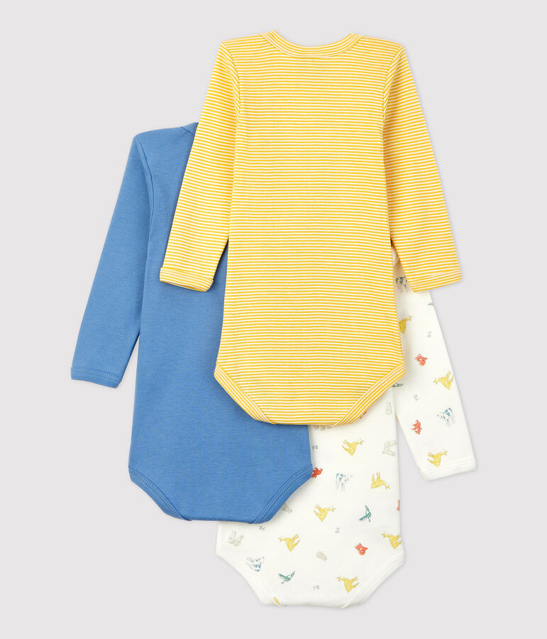 Confezione da 3 body a maniche lunghe in cotone biologico multicolore