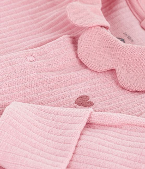 Pigiama con colletto in ciniglia tinta unita neonato rosa CHARME