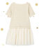 Abito bambina bi-matiere a righe brillantinate beige COQUILLE/giallo LUREX DORE
