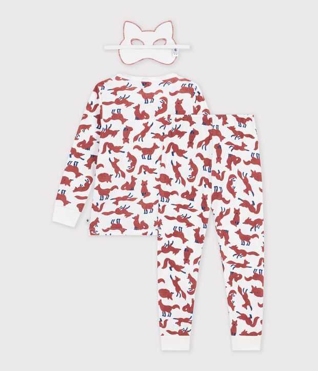 Pigiama travestimento da volpe in cotone bambino bianco/multicolore
