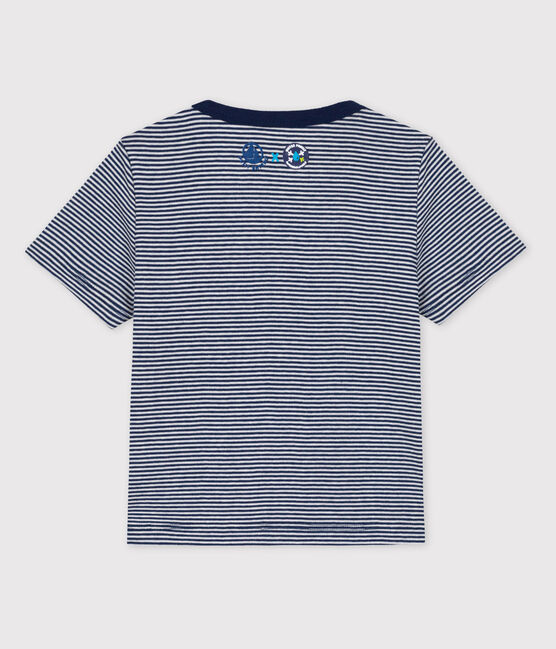 T-shirt bebè Petit Bateau x Water Family blu MEDIEVAL/bianco MARSHMALLOW