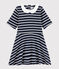 Abito manica corta in cotone bambina blu SMOKING/bianco MARSHMALLOW