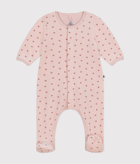 Bodyjama in velluto con stampa cuoricini neonato rosa SALINE/ ROSEWOOD
