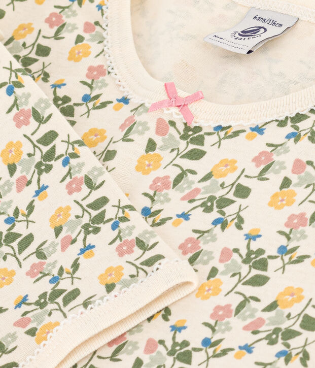 Camicia da notte in cotone con motivo a fiori bambino ecru/multicolore