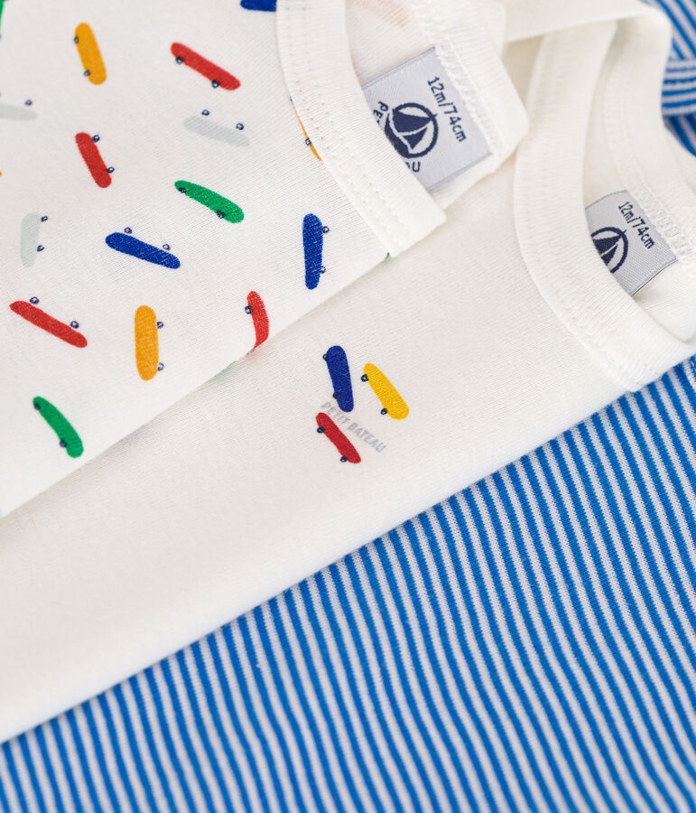 Confezione da 3 body a maniche corte skate in cotone per neonati multicolore