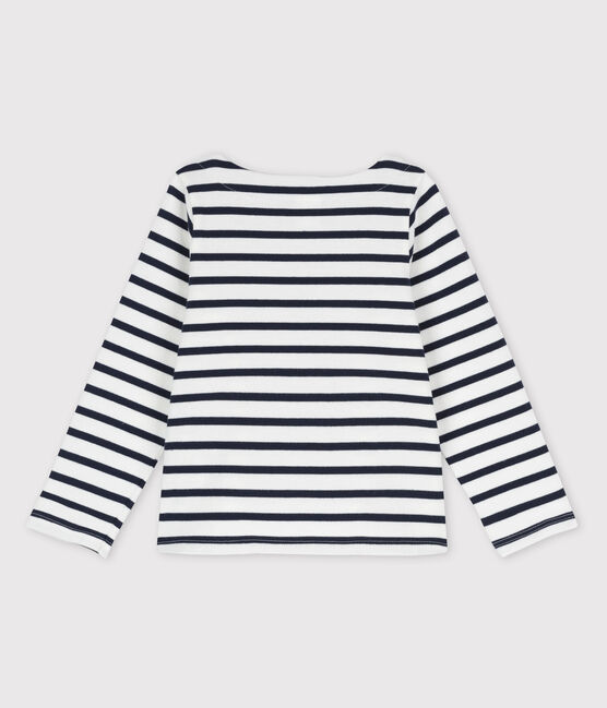 Marinière bambina in cotone bianco MARSHMALLOW/blu SMOKING