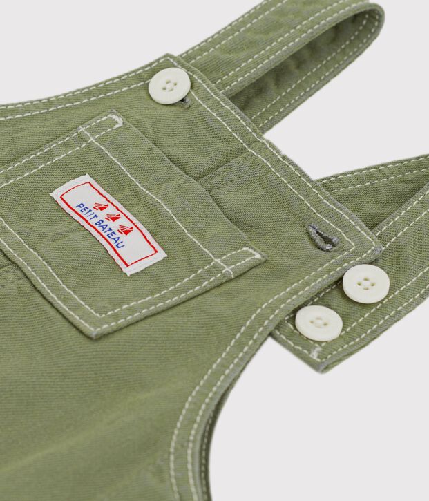 Salopette lunga in denim colorato neonato OLIVINE