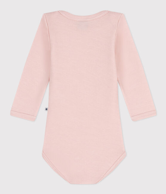 Body maniche lunghe bebè in lana e cotone rosa SALINE