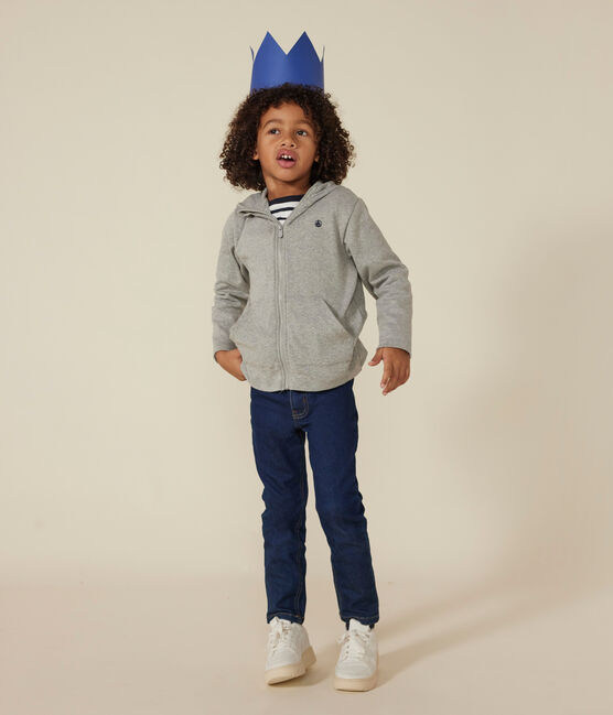 Felpa con zip e cappuccio a costina bambino grigio CHATON CHINE