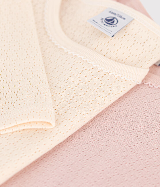 Confezione da 2 t-shirt bambina a manica lunga in cotone traforato variante 1
