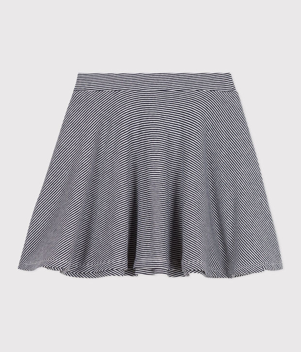 Gonna in cotone a righe bambina blu/bianco