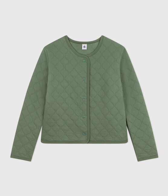 Cardigan donna in tubique trapuntato verde CROCO