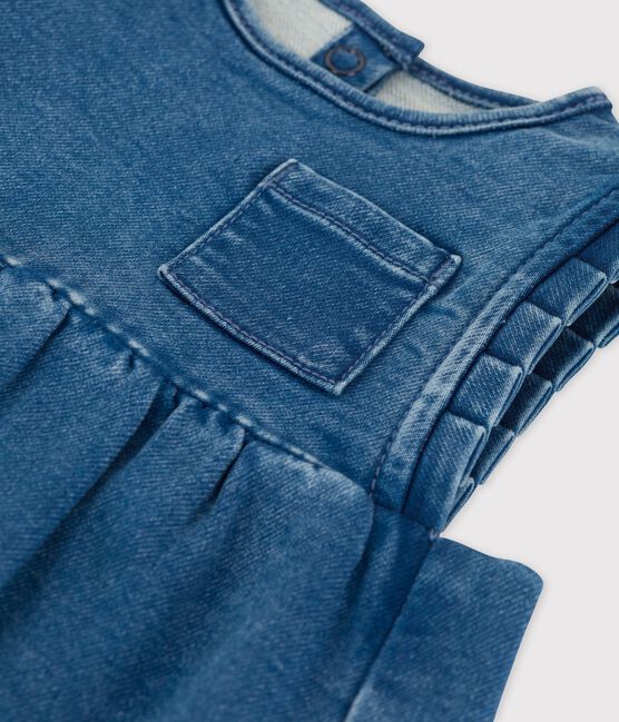 Abito smanicato per bebè in denim eco-sostenibile  blu BLEU DELAVE