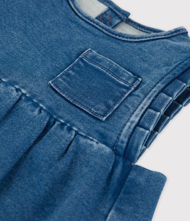 Abito smanicato per beb&egrave; in denim eco-sostenibile  blu