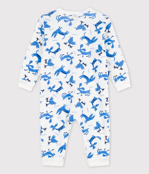 Tutina pigiama senza piedi beb&egrave; fantasia in cotone bianco/multicolore