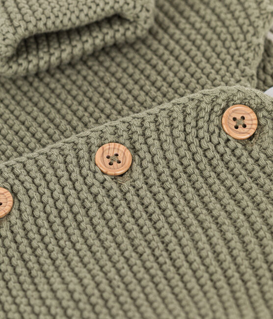 Cardigan bebè in tricot in cotone a punto legaccio verde MARECAGE