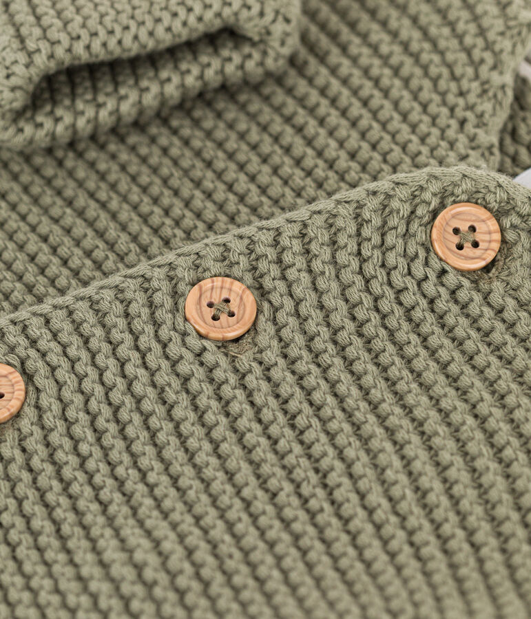 Cardigan beb&egrave; in tricot in cotone a punto legaccio verde