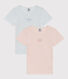 Confezione da 2 t-shirt a maniche corte millerighe in cotone bambina