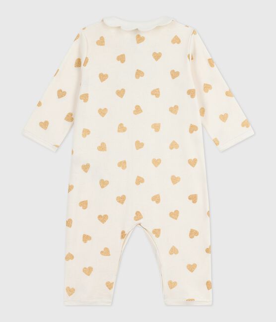 Pigiama senza piedini in cotone con stampa a cuori dorati neonato MILK/ DORE
