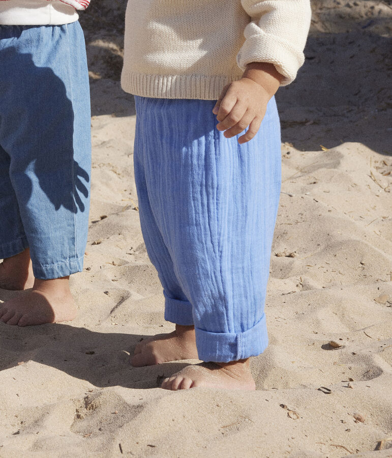 Pantaloni beb&egrave; in garza di cotone blu