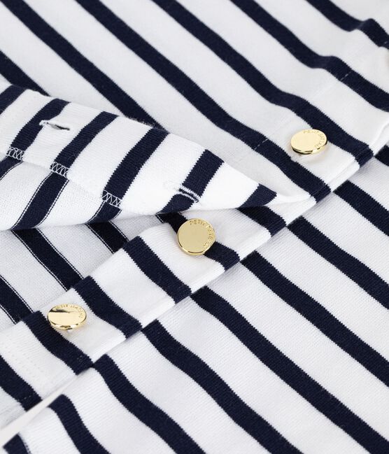 Marinière donna in cotone bianco MARSHMALLOW/blu SMOKING