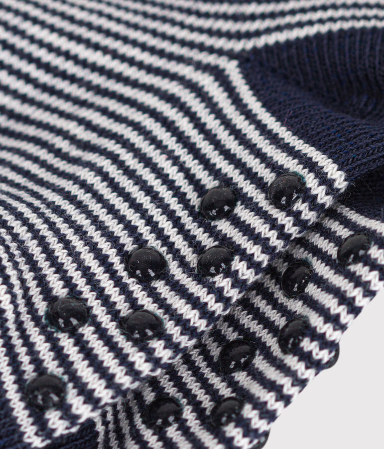 Calzini antiscivolo in cotone a righe neonato blu/bianco