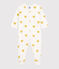 Tutina pigiama bebè a cuori gialli in cotone biologico bianco MARSHMALLOW/giallo OCRE