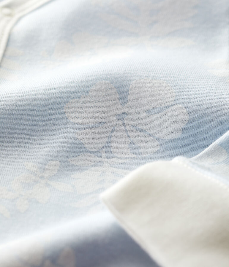 Tutina pigiama stampa hawaiana con piedi staccabili beb&egrave; in cotone blu/bianco