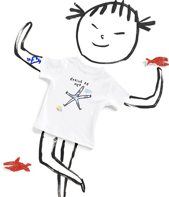 T-shirt Serge Bloch bambino bianco ECUME