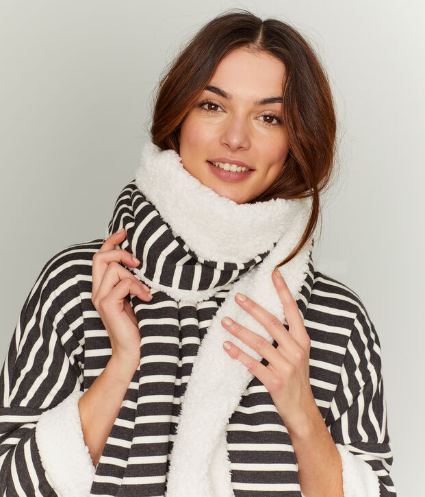 Sciarpa reversibile donna grigio/bianco