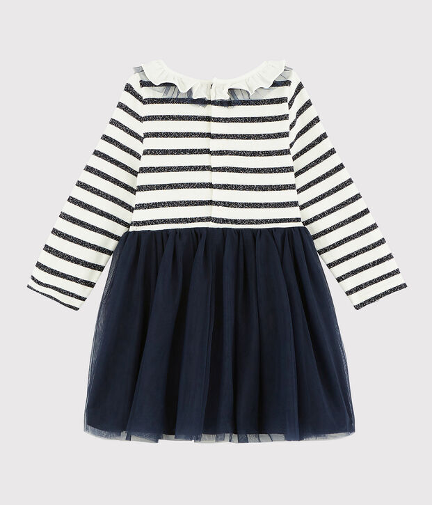 Abito a maniche lunghe da beb&egrave; femmina bianco/SMOKING ARGENT BRILLANT