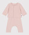 Completo due pezzi in tubique trapuntato neonato rosa SALINE