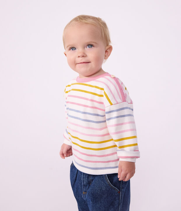 Marini&egrave;re in cotone neonato bianco/multicolore