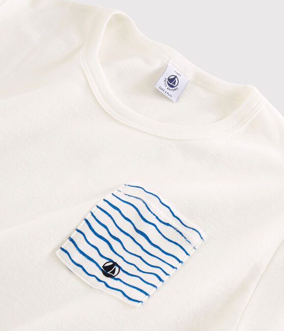 Pigiama corto bianco unisex a costine bianco MARSHMALLOW/blu COOL