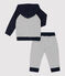 Completo jogging in molleton bebè. blu SMOKING/bianco MARSHMALLOW