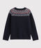 Cardigan lana e cotone bambina blu SMOKING/bianco MULTICO