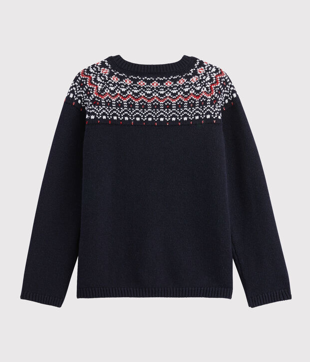 Cardigan lana e cotone bambina blu/multicolore