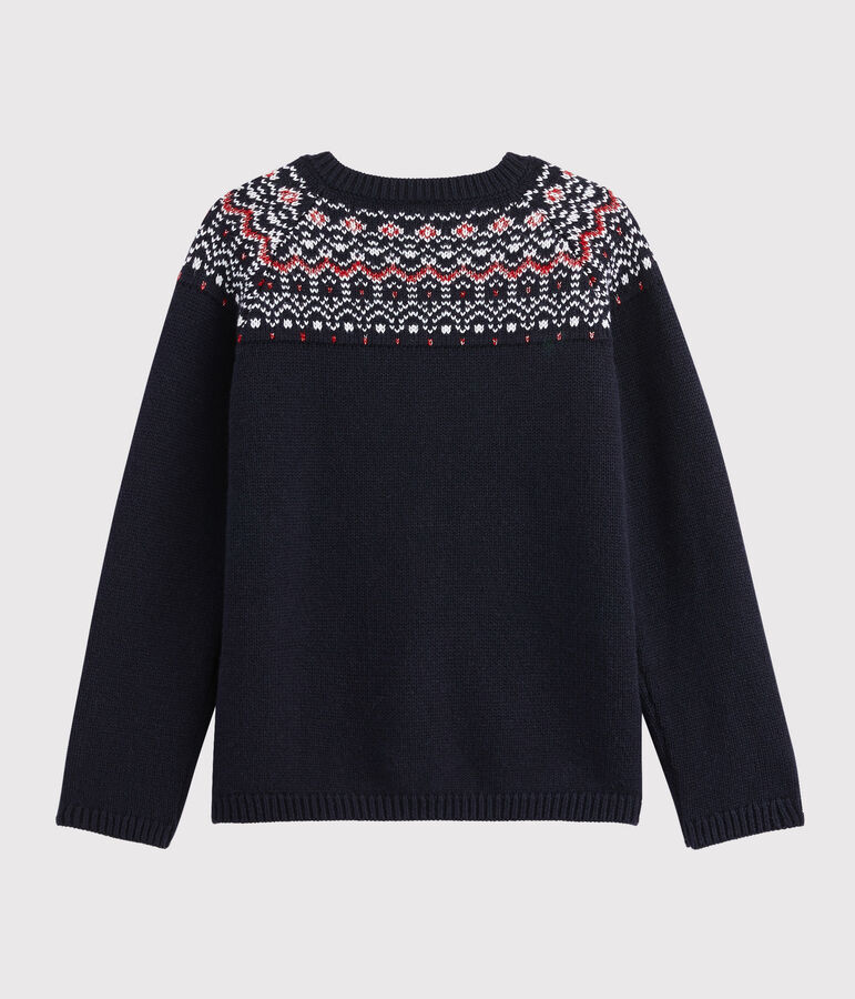 Cardigan lana e cotone bambina blu SMOKING/bianco MULTICO