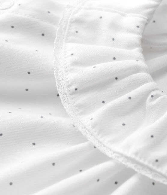 Abito a fiori bebè femmina in twill di cotone biologico bianco MARSHMALLOW/grigio GRIS