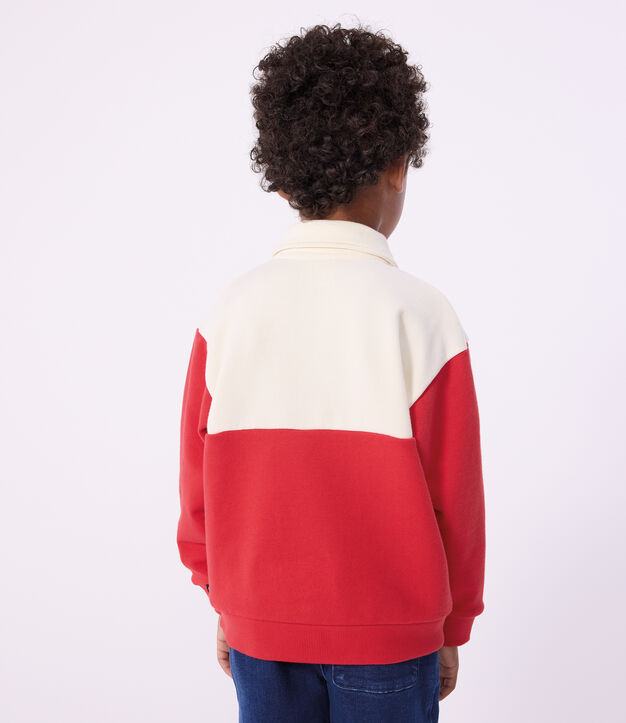 Felpa stile polo in cotone bambino rosso/rosso