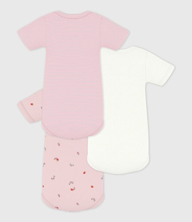 Set di body a maniche corte in cotone con stampa a fiori neonata multicolore