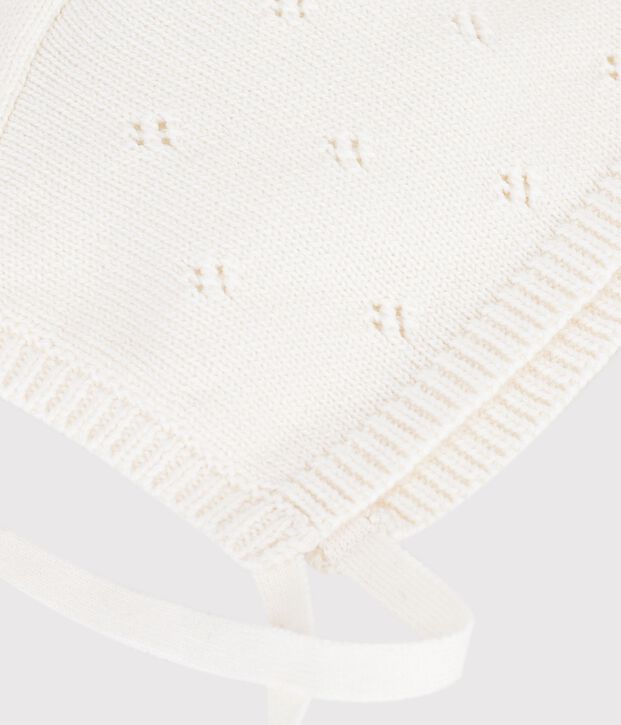 Cappellino in maglia traforata neonato bianco