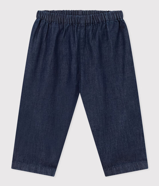 Pantaloni bebè in denim leggero biologico blu DENIM