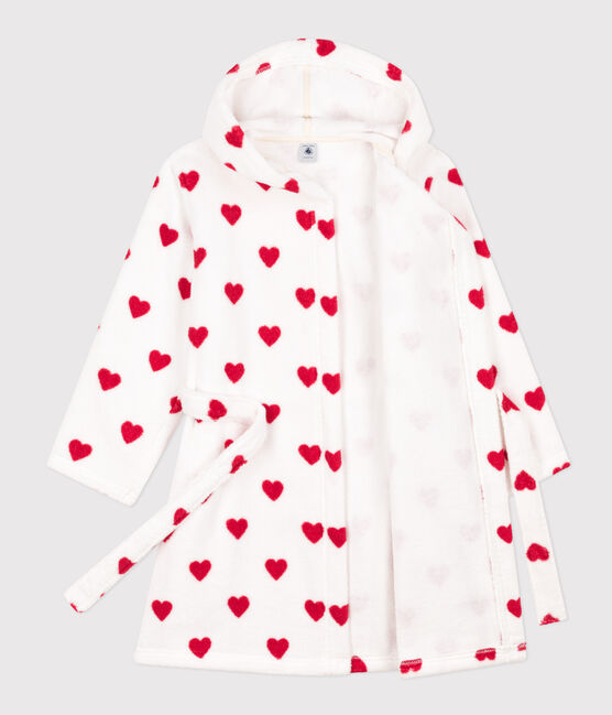 Accappatoio bambino unisex in spugna motivo cuore bianco MARSHMALLOW/rosso TERKUIT