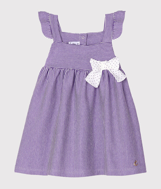 Abito millerighe bebè femmina viola REAL/bianco MARSHMALLOW
